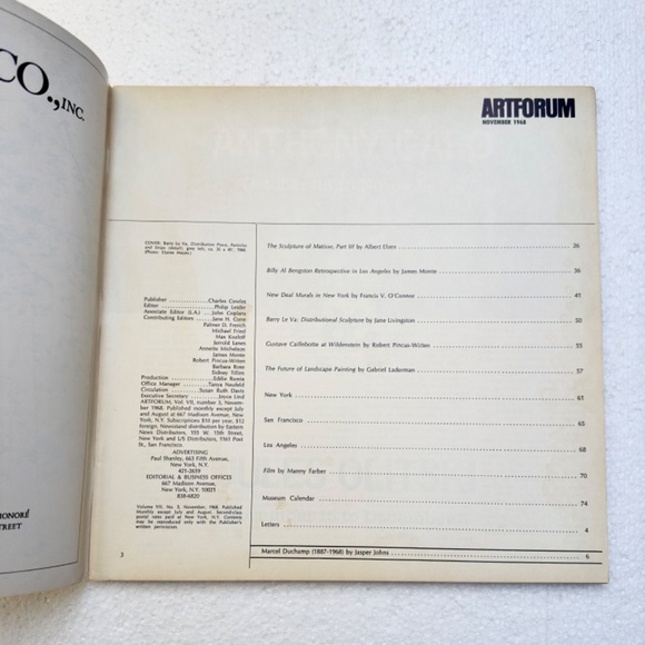 ARTFORUM MAGAZINE NOVEMBER 1968 VOL VII #3 VERY GOOD CONDITION - Picture 2 of 2
